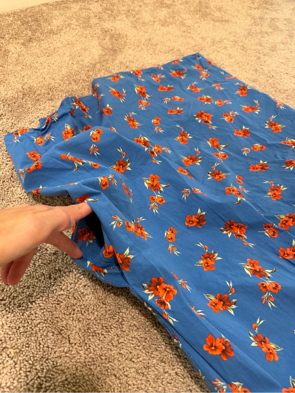 Zara Emma Blue Orange Floral Hibiscus V-Neck Long Sleeve Tunic Mini Dress Small - Picture 11 of 15
